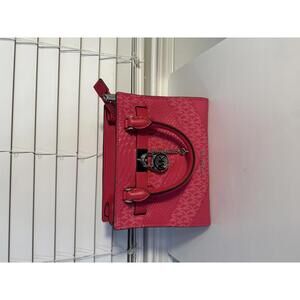 Michael Kors Hamilton XS Satchel - Hot Pink MK Logo & Snakeskin